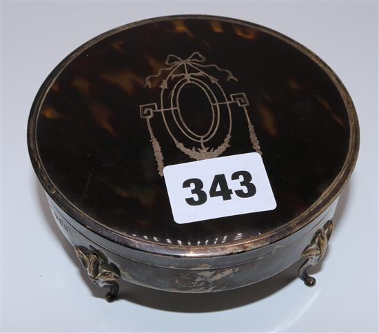 Silver and tortoiseshell casket